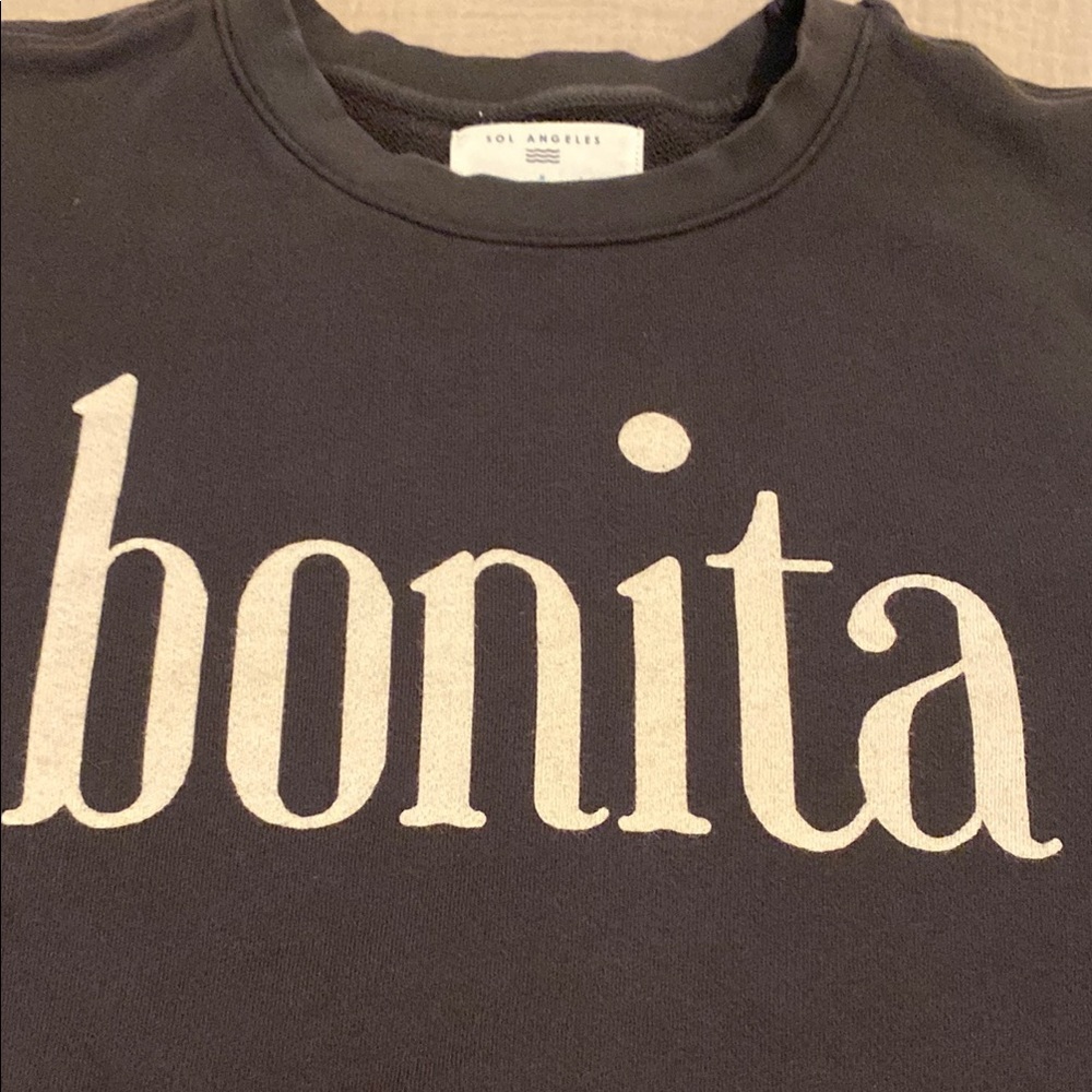 SOL ANGELES ANTHROPOLOGIEVintyge  Black Bonita Sweatshirt. Size L - Picture 11 of 11